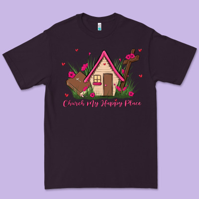 Church Is My Happy Place Premium Tee Designed By Maliassmallbusiness
