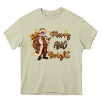 Mossy merry and bright black santa Heavy Core Tee - MaliasSmallBusiness