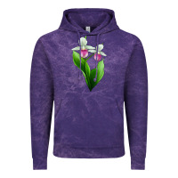 Cloud Purple Pink And White Lady's Slipper Flower Vintage Hoodie - LillyAllenDesigns