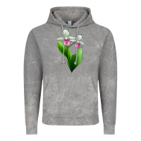 Cloud Rock Pink And White Lady's Slipper Flower Vintage Hoodie - LillyAllenDesigns