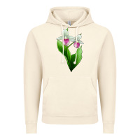Vintage Artic Pink And White Lady's Slipper Flower Vintage Hoodie - LillyAllenDesigns
