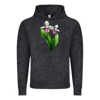 Vintage Black Pink And White Lady's Slipper Flower Vintage Hoodie - LillyAllenDesigns
