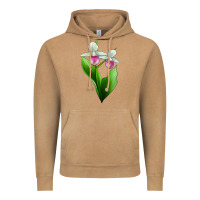 Pink And White Lady's Slipper Flower Vintage Hoodie | Teevron