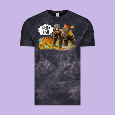 Hello Fall Brown Bear Vintage Tee Designed By Lillyallendesigns