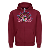 Burgundy valentine's day rainbow heart olivia Zipper Hoodie - OliviaCreatesArt