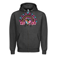 Charcoal Heather valentine's day rainbow heart olivia Zipper Hoodie - OliviaCreatesArt