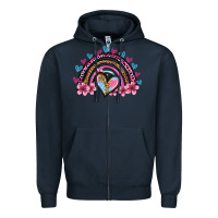 Navy valentine's day rainbow heart olivia Zipper Hoodie - OliviaCreatesArt