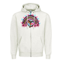 Oatmeal Heather valentine's day rainbow heart olivia Zipper Hoodie - OliviaCreatesArt
