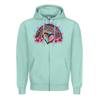 Seafoam valentine's day rainbow heart olivia Zipper Hoodie - OliviaCreatesArt