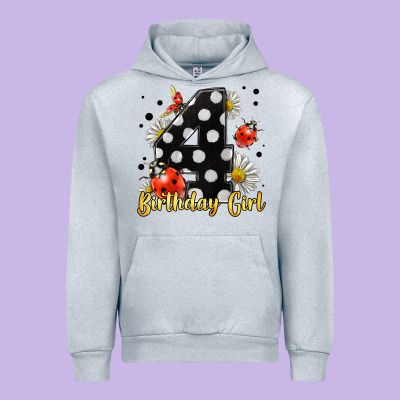 Ladybug Birthday Girl Age 4 Urban Hoodie Designed By Lillyallendesigns