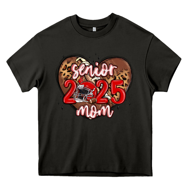 Senior 2025 Mom Football Heavy Core Tee by MaliasSmallBusiness | Teevron