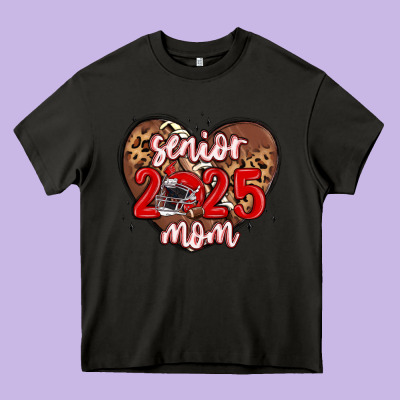 Senior 2025 Mom Football Heavy Core Tee Designed By Maliassmallbusiness