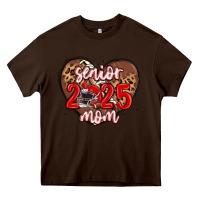 Chocolate Brown senior 2025 mom football Heavy Core Tee - MaliasSmallBusiness