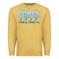 Antique Gold merry christmas blue trees Premium Sweatshirt - FaDigitalArtStudio