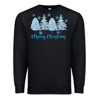 Black merry christmas blue trees Premium Sweatshirt - FaDigitalArtStudio