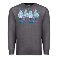 Charcoal Heather merry christmas blue trees Premium Sweatshirt - FaDigitalArtStudio