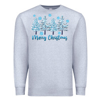 Heather Grey merry christmas blue trees Premium Sweatshirt - FaDigitalArtStudio