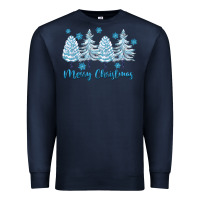 Navy merry christmas blue trees Premium Sweatshirt - FaDigitalArtStudio