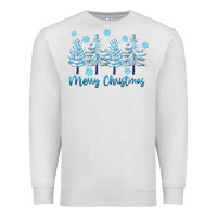 Oatmeal Heather merry christmas blue trees Premium Sweatshirt - FaDigitalArtStudio