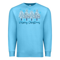 Ocean Blue merry christmas blue trees Premium Sweatshirt - FaDigitalArtStudio