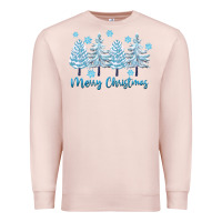 Pale Pink merry christmas blue trees Premium Sweatshirt - FaDigitalArtStudio
