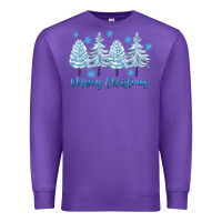 Purple merry christmas blue trees Premium Sweatshirt - FaDigitalArtStudio