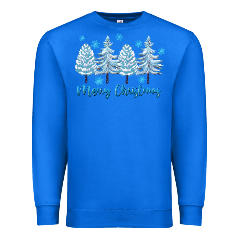 Merry Christmas Blue Trees Premium Sweatshirt by FaDigitalArtStudio | Teevron