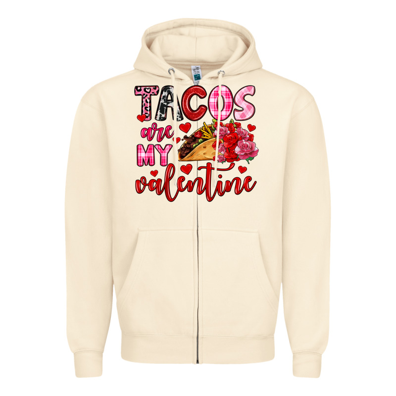 Tacos Are My Valentine Zipper Hoodie by OliviaCreatesArt | Teevron