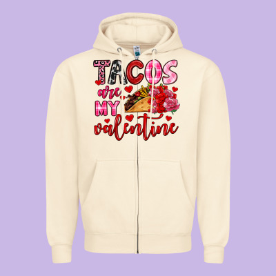 Tacos Are My Valentine Zipper Hoodie Designed By Oliviacreatesart