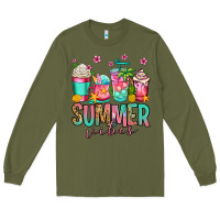 Army Green summer vibes coffee cups Long Sleeve Tee - Jasminsmagicworld