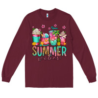 Burgundy summer vibes coffee cups Long Sleeve Tee - Jasminsmagicworld