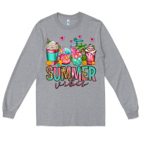 Heather Grey summer vibes coffee cups Long Sleeve Tee - Jasminsmagicworld
