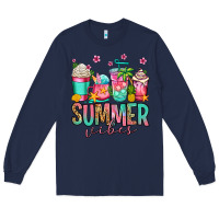 Navy summer vibes coffee cups Long Sleeve Tee - Jasminsmagicworld