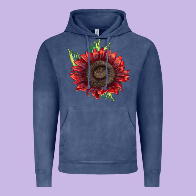 Procut Red Sunflower Vintage Hoodie Designed By Lillyallendesigns