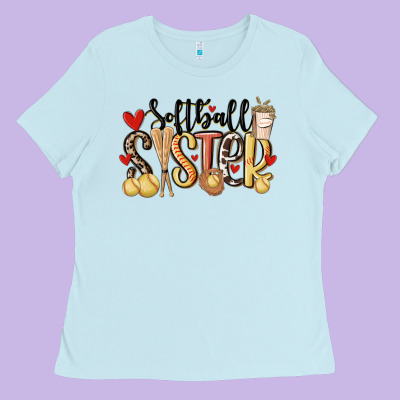 Softball Sister Ladies Tee Designed By Maliassmallbusiness