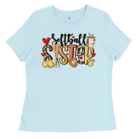 Baby Blue softball sister Ladies Tee - MaliasSmallBusiness