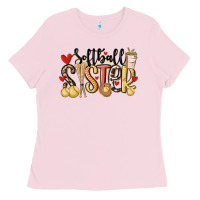 Bubblegum Pink softball sister Ladies Tee - MaliasSmallBusiness