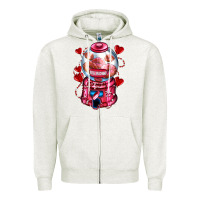 Oatmeal Heather kiss  machine  olivia Zipper Hoodie - OliviaCreatesArt