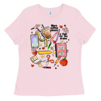 Bubblegum Pink can't talk right now doing teacher stuff Ladies Tee - MaliasSmallBusiness