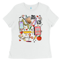 White can't talk right now doing teacher stuff Ladies Tee - MaliasSmallBusiness