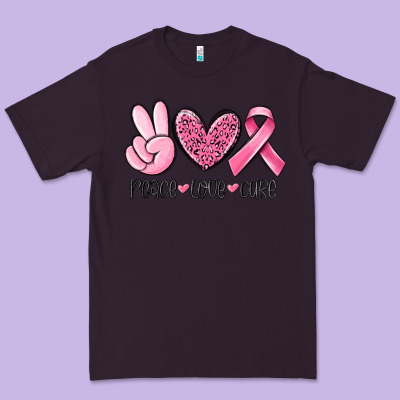Peace Love Cure Breast Cancer Premium Tee Designed By Maliassmallbusiness
