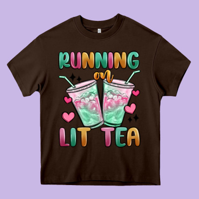 Running On Lit Tea Heavy Core Tee Designed By Maliassmallbusiness