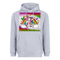 Heather Grey LGBTQ Dabbbing Unicorn And Rainbow Tumbler Heavyweight Hoodie - BundleAndBundleShop