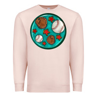 Pale Pink baseball with sunflower round earrings Premium Sweatshirt - BundleAndBundleShop