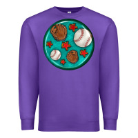 Purple baseball with sunflower round earrings Premium Sweatshirt - BundleAndBundleShop