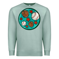 Seafoam baseball with sunflower round earrings Premium Sweatshirt - BundleAndBundleShop