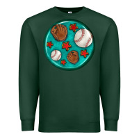 Sports Green baseball with sunflower round earrings Premium Sweatshirt - BundleAndBundleShop