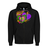 Black mardi gras heart olivia Zipper Hoodie - OliviaCreatesArt