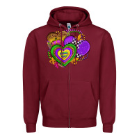 Burgundy mardi gras heart olivia Zipper Hoodie - OliviaCreatesArt