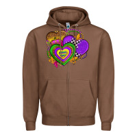 Chestnut mardi gras heart olivia Zipper Hoodie - OliviaCreatesArt